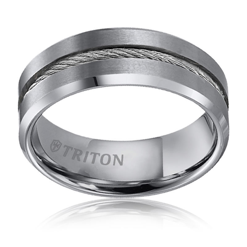 Triton Tungsten Steel Cable Rope Wedding Band image number null