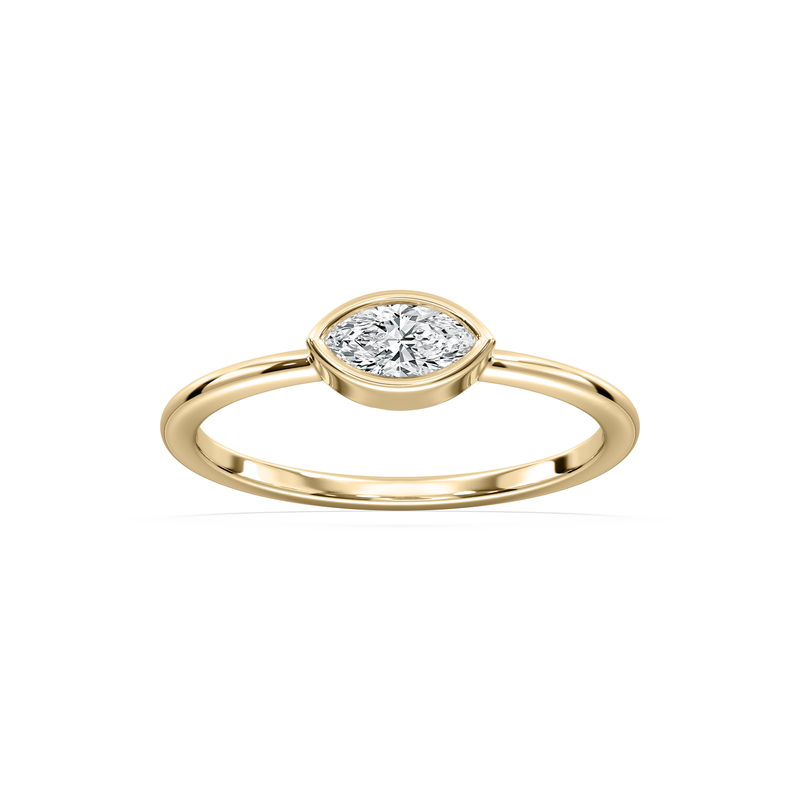 Marquise Lab Grown Diamond East West Bezel Petite Solitaire Engagement Ring in 10k Yellow Gold image number null