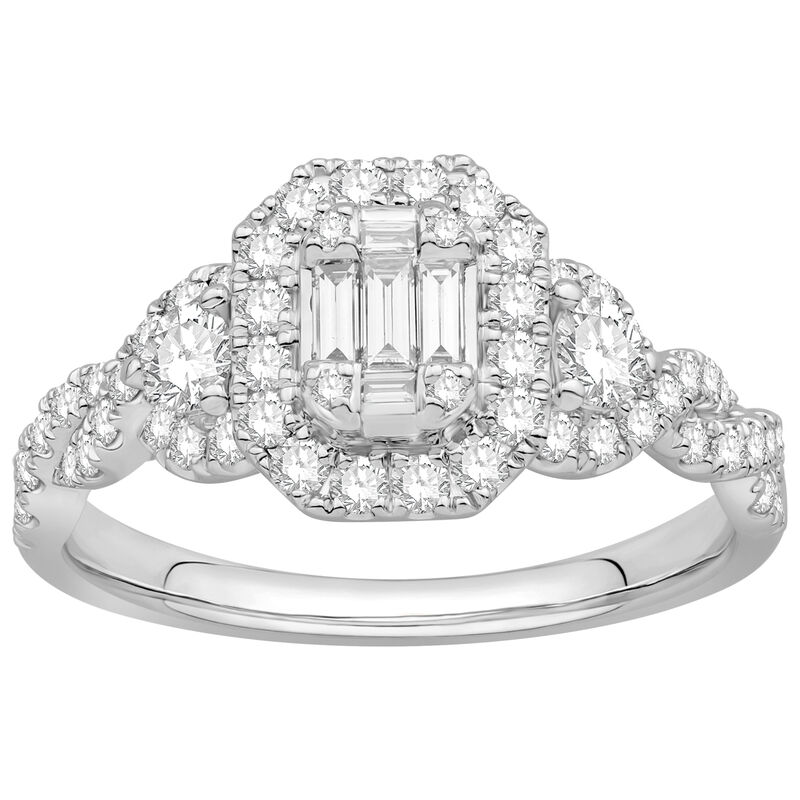 Sierra. Baguette Diamond Three-Stone Engagement Ring in 14k White Gold image number null