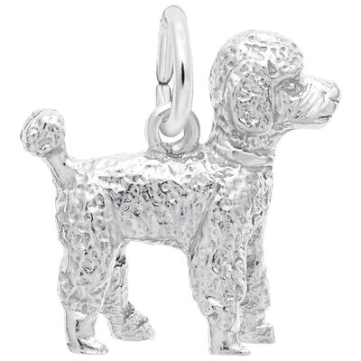 Poodle Charm in 14k White Gold