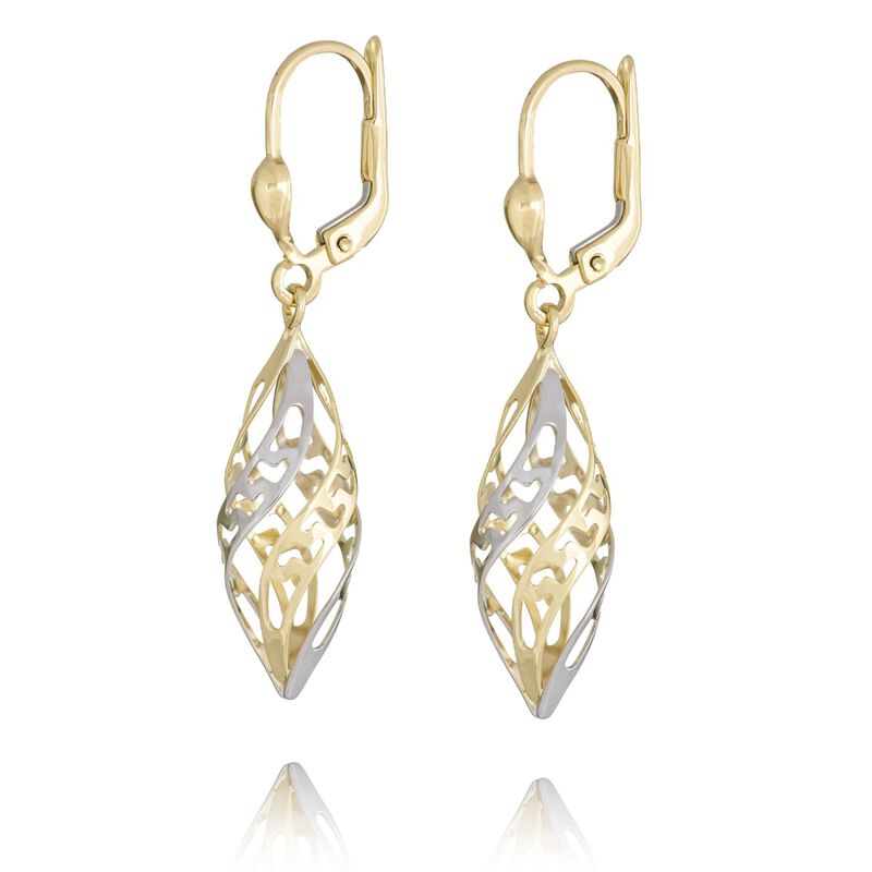 Marquise Cage Twist Dangle Earrings in 14k Two-Tone Gold image number null