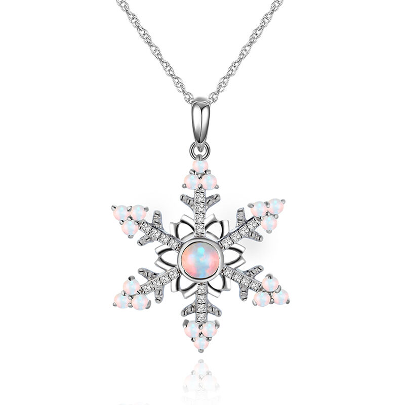 Created Opal & White Sapphire Snowflake Pendant in Sterling Silver   image number null