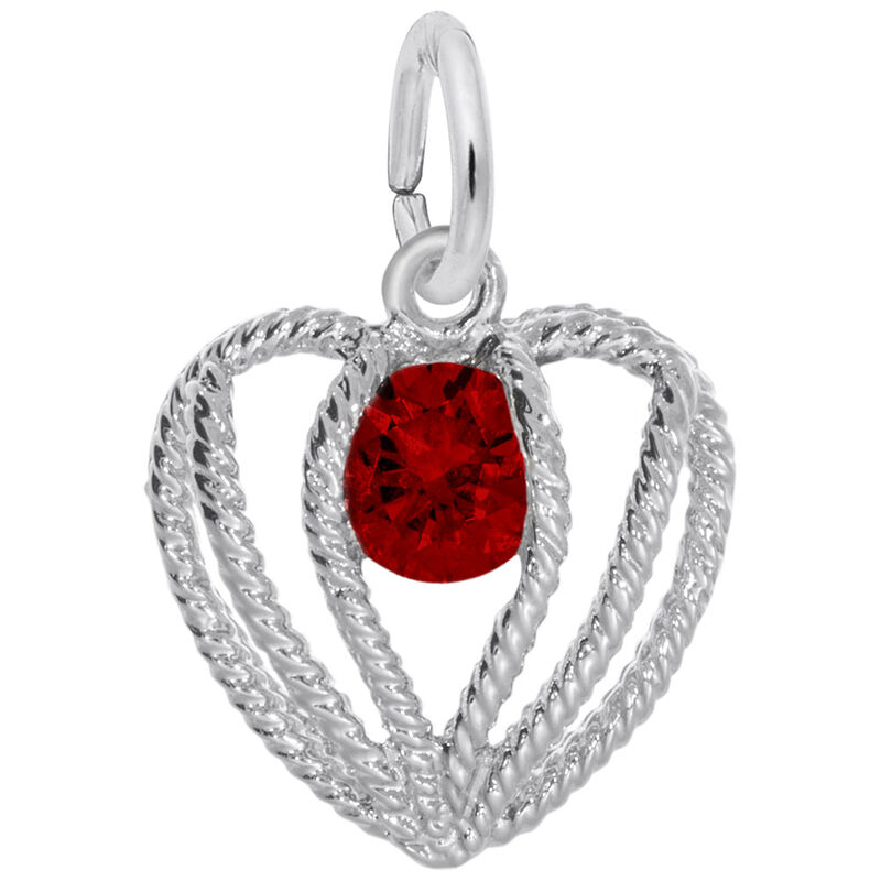 January Birthstone Held in Love Heart Charm in 14k White Gold image number null