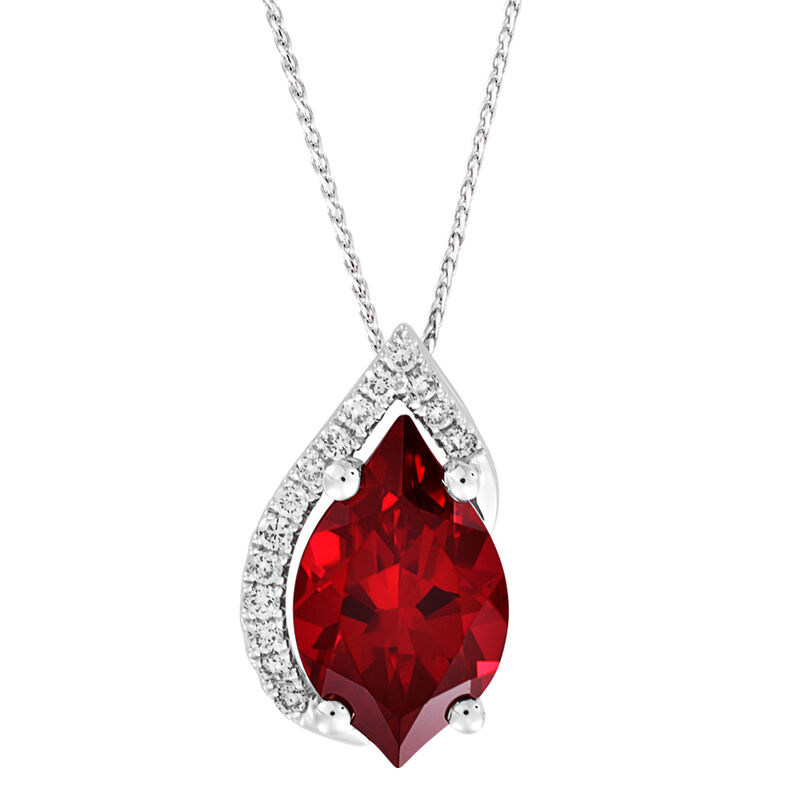 Chatham Flame Created Ruby Pendant in 14k White Gold image number null