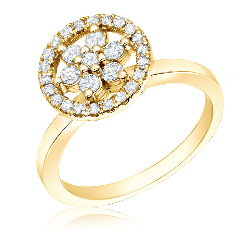 Flower Diamond &#189;ct. Halo Ring in 14k Yellow Gold image number null
