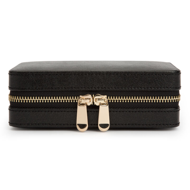 Black Leather Palermo Zip Jewelry Case image number null