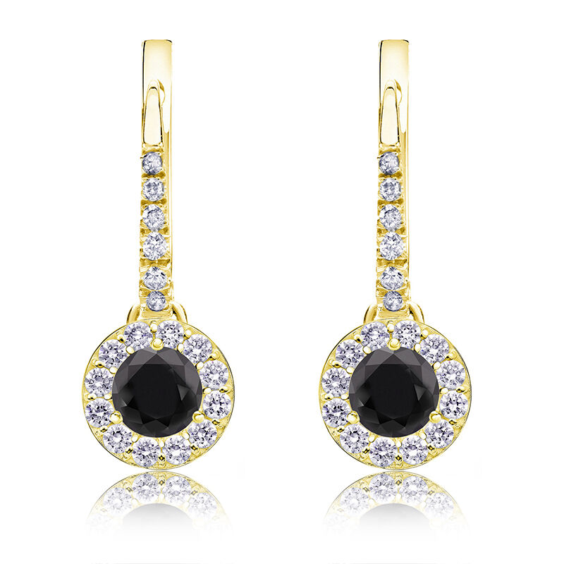 Black Diamond Halo 1/2ct. Drop Earrings in 14k Yellow Gold image number null