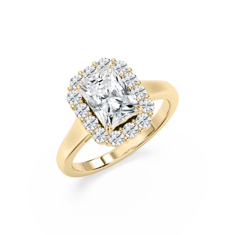 Radiant Lab Grown Diamond 2 1/2ctw. Halo Engagement Ring in 14k Yellow Gold image number null
