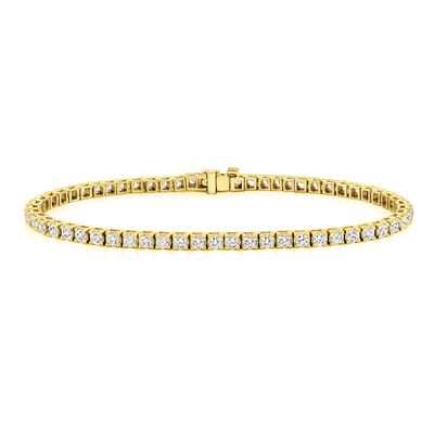 1.50ctw. 4-Prong Square Link Diamond Tennis Bracelet in 14K Yellow Gold (HI, VS1-VS2)