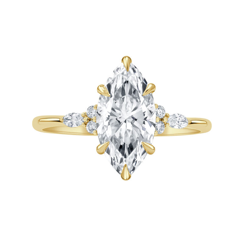 Marquise Lab Grown Diamond 2ctw. with Round and Marquise Accents Engagement Ring in 14k Yellow Gold image number null