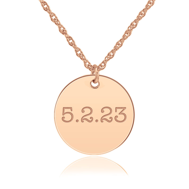 High Polished Personalized Disc Pendant in 14k Rose Gold image number null