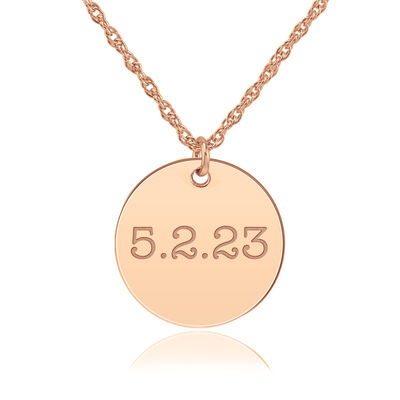 High Polished Personalized Disc Pendant in 14k Rose Gold