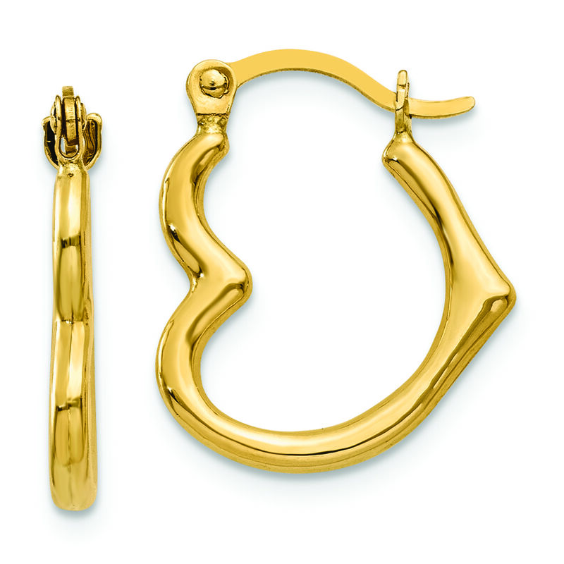 Heart Hoop Earrings in 10k Yellow Gold image number null