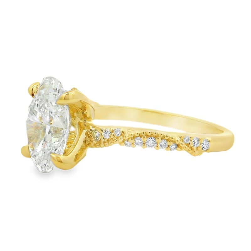 Oval Lab Grown Diamond 2 1/5ctw. Milgrain Engagement Ring in 14k Yellow Gold image number null