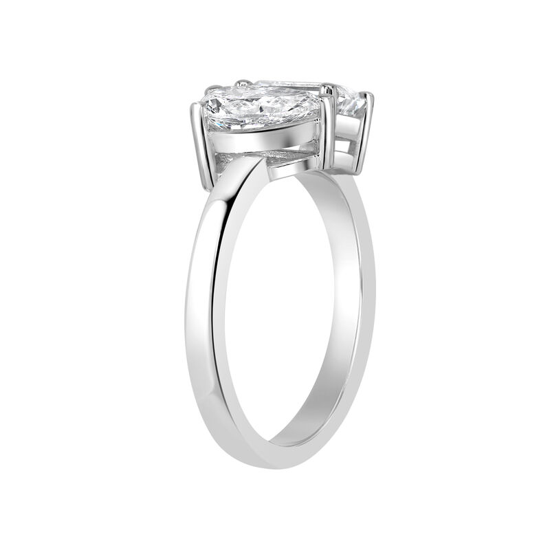 Pear-Shaped & Emerald-Cut Lab Grown 1ctw. Diamond Toi Et Moi Two-Stone Engagement Ring in 14k White Gold image number null