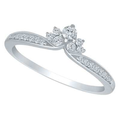 Diamond 1/5ctw. Chevron Contour & 14k White Gold Anniversary Ring