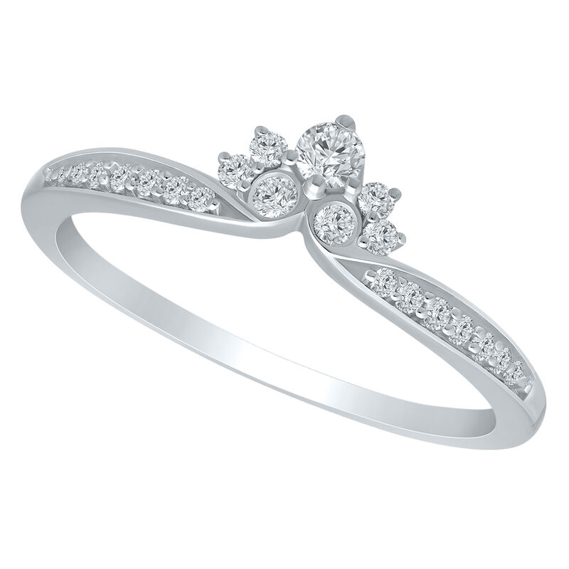 Diamond 1/5ctw. Chevron Contour & 14k White Gold Anniversary Ring image number null