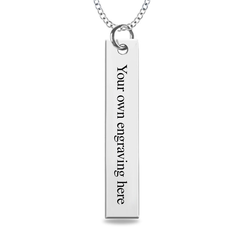 Handwriting Vertical Bar Pendant in 10k White Gold image number null