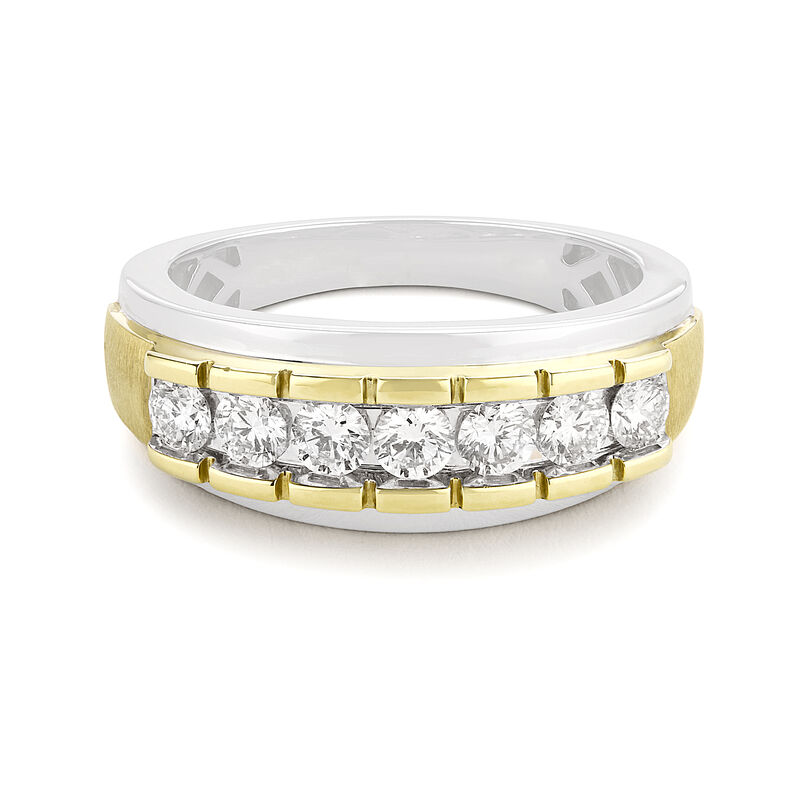 Men's 1ctw. Lab Grown Diamond & 10k Two Tone Gold Wedding Ring image number null