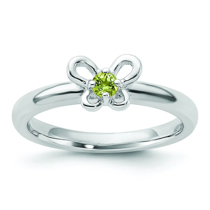 Stackable Peridot Butterfly Ring in Sterling Silver image number null
