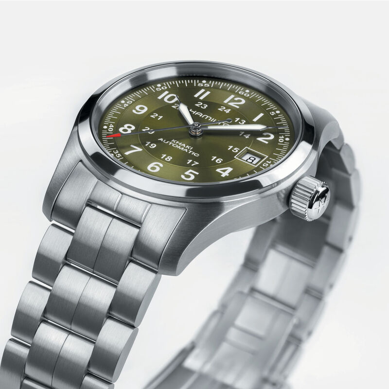 Hamilton Khaki Field Auto Date 38mm Green Dial Stainless Steel Watch H70455160 image number null