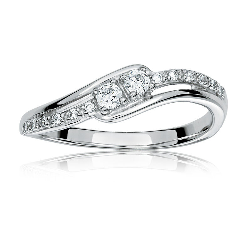 You & Me Two-Stone Bypass Diamond Ring in Sterling Silver image number null