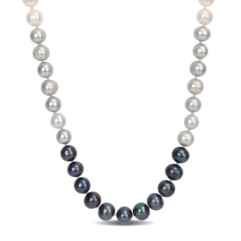 7.5-8mm Multi-Colored White Grey Black Cultured Freshwater Pearl Necklace 17.5" image number null