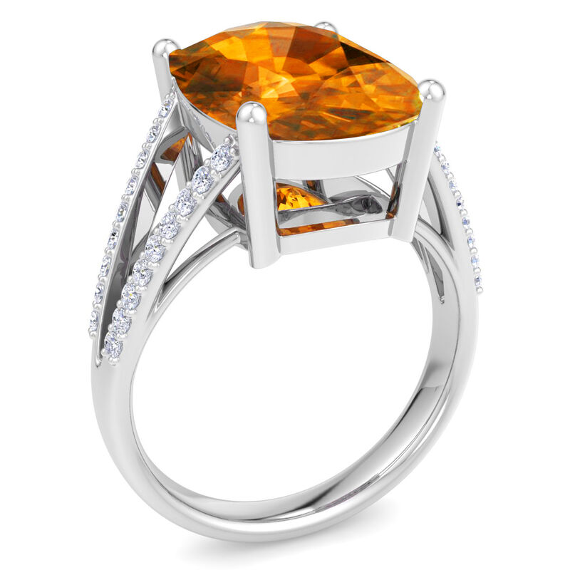Martha Stewart 10 1/4ctw. Cushion Cut Citrine & Lab Grown Diamond Ring In Sterling Silver image number null