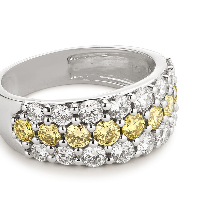 Lab Grown Yellow and White Diamond 2ctw. Multi Row Wedding Ring in 14k White Gold image number null