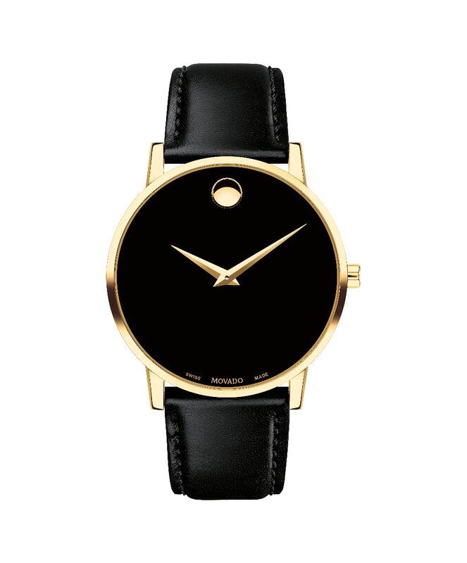 Movado Men's Swiss Museum Classic Black Leather Strap Watch 40mm 0607271 image number null