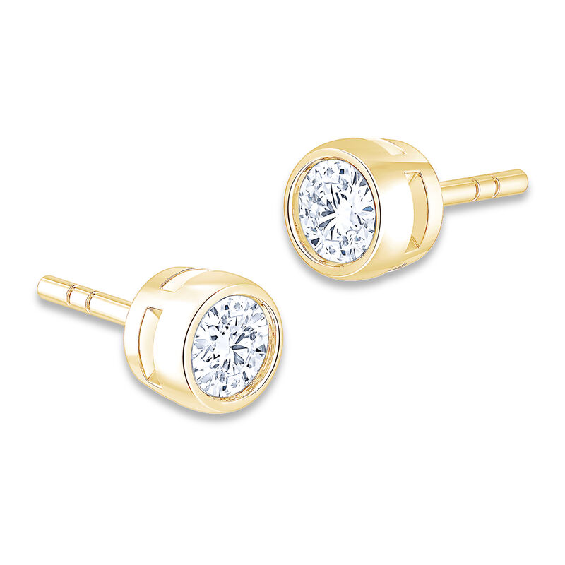 Brilliant-Cut Lab Grown 1/2ctw. GH SI1 Diamond Bezel Stud Earrings in 14k Yellow Gold image number null