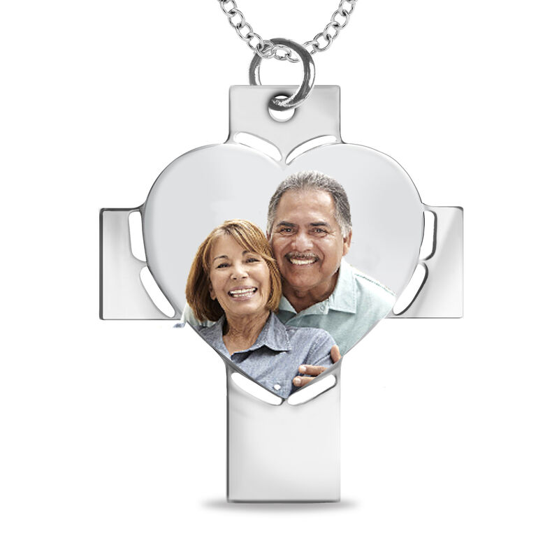 Cross Photo Pendant in 10k White Gold image number null