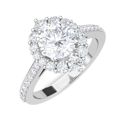 Brilliant-Cut Lab Grown 2ctw. Graduated Halo Engagement Ring in 14k White Gold