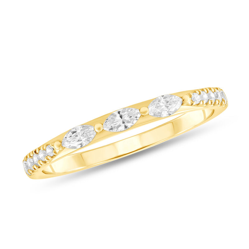 Natural Diamond 3/8ctw. Marquise & Round Wedding Band in 14k Yellow Gold image number null