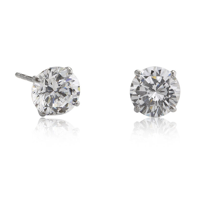 4mm Cubic Zirconia Stud Earrings in 14k White Gold image number null