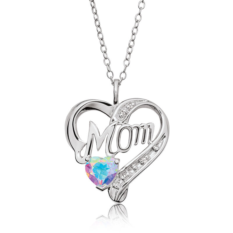 Mom Blue Magic Topaz & Diamond Heart Pendant image number null