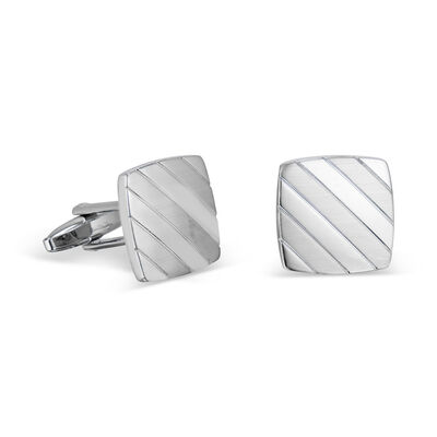 Satin Silvertone Cuff Links in Stainless Steel
