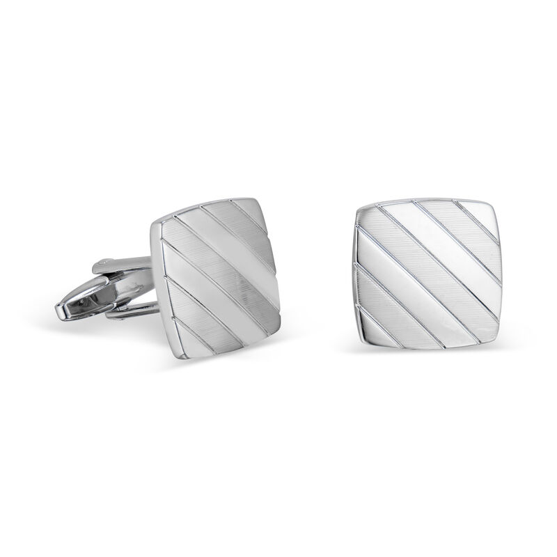 Satin Silvertone Cuff Links in Stainless Steel image number null