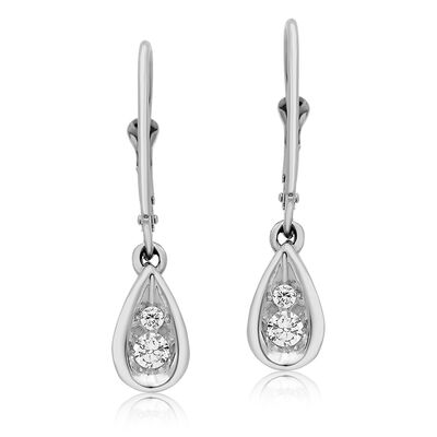 Two-Stone Pear Drop Earrings in 10k White Gold