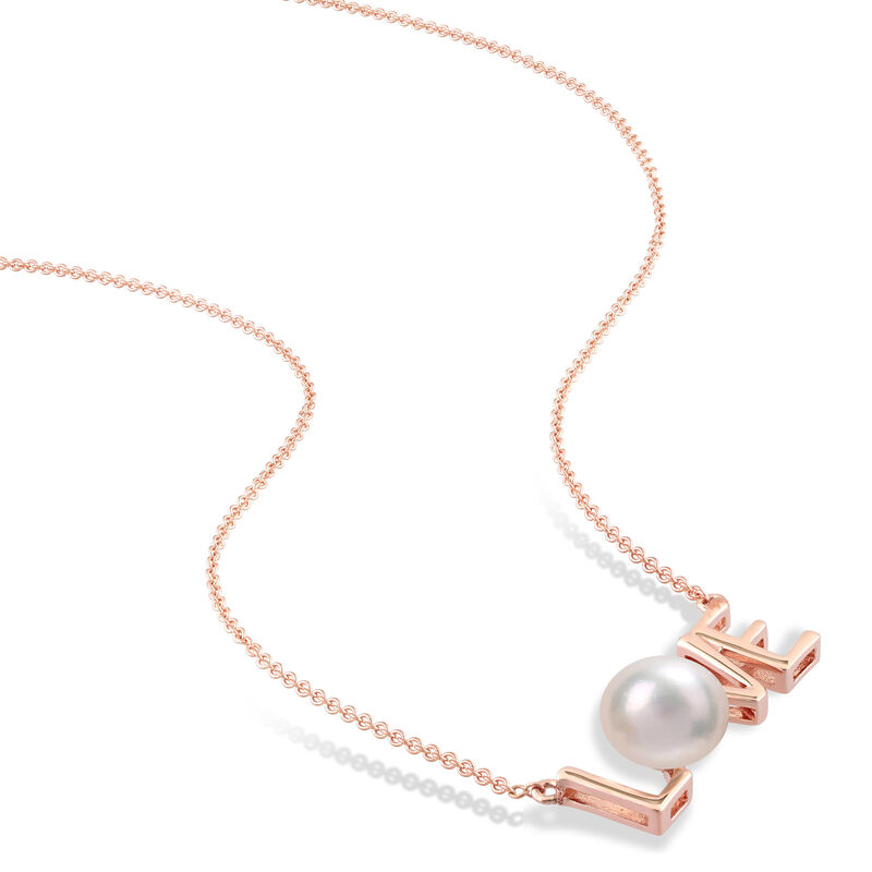 Freshwater Pearl Love Necklace in 10k Rose Gold image number null