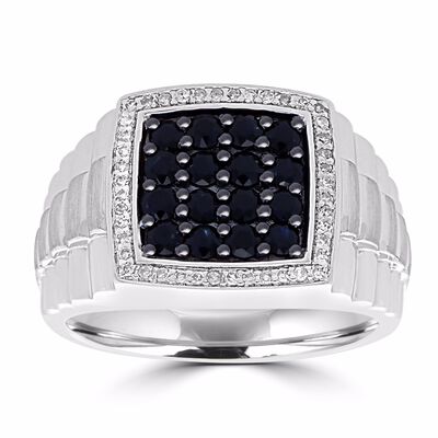 Gents Black Sapphire & Diamond Ring 