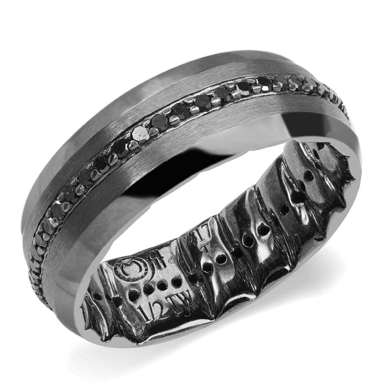 Men's MFIT 1/2ctw. Black Diamond Band in 10k White Gold with Black Rhodium image number null