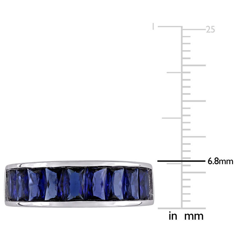 Created Blue Sapphire Semi-Eternity Anniversary Band in Sterling Silver image number null