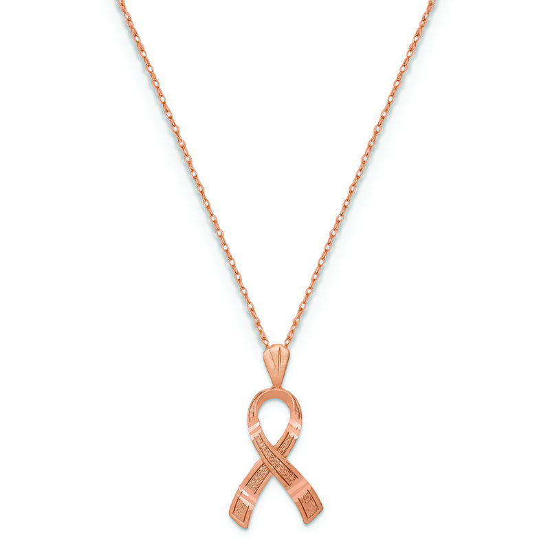 Cancer Awareness Ribbon Pendant in 14k Rose Gold image number null