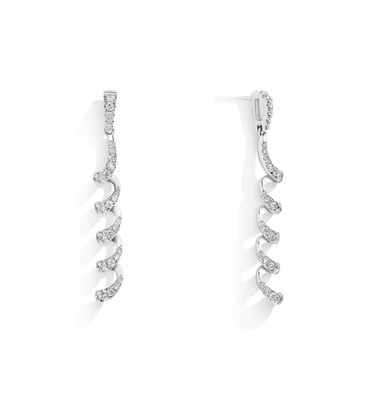 Brilliant-Cut 0.50ctw. Diamond Drop Swirl Earrings in 10k White Gold