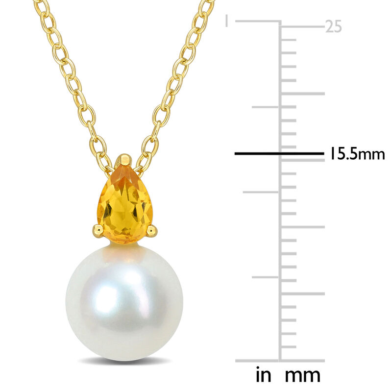 Citrine & Freshwater Cultured Pearl Necklace in Gold Plated image number null