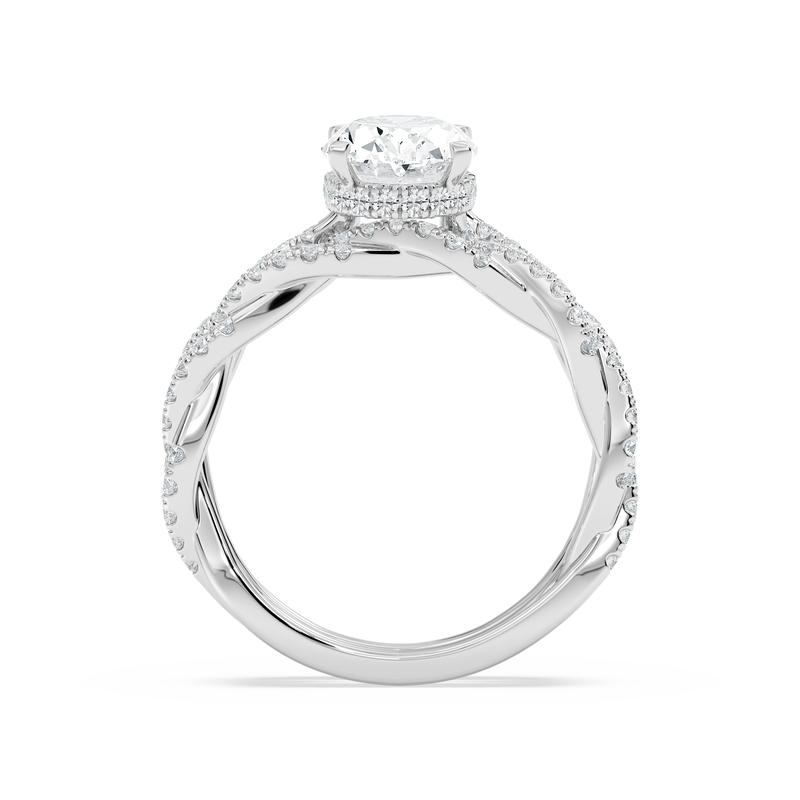 Oval Lab Grown Diamond 2 3/4ctw. Hidden Halo Twist Bridal Set in 14k White Gold image number null