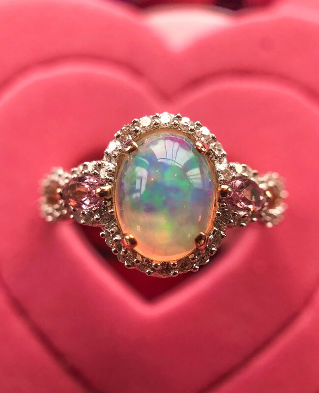  Diamond & Pink Tourmaline Ring in Rose Gold image number null