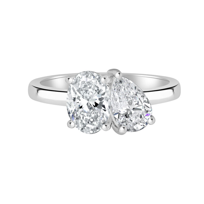 Pear-Shaped & Oval-Cut Lab Grown 1.75ctw. Diamond Toi Et Moi Two-Stone Engagement Ring in 14k White Gold image number null