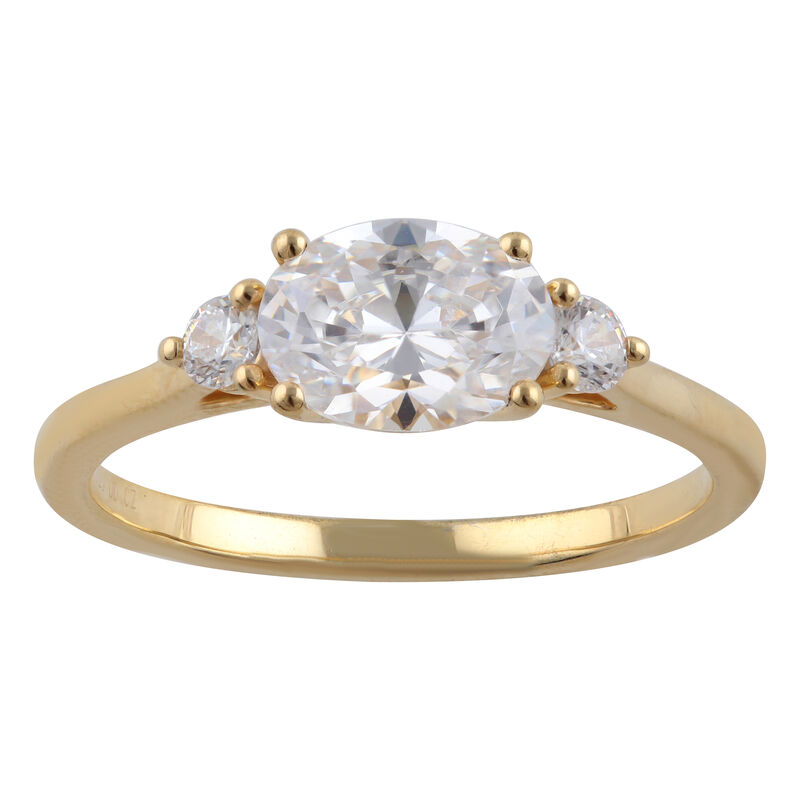 Lab Grown 1.14ctw. Diamond Oval East West Engagement Ring in 14k Yellow Gold image number null